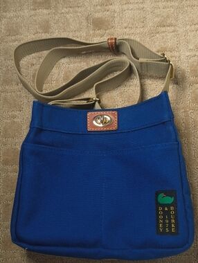 Dooney & Bourke French Blue Canvas Crossbody with Tan Strap